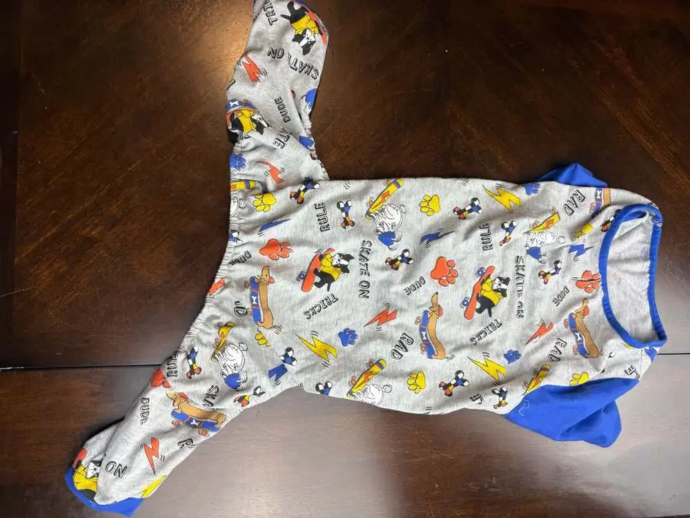 Pet Supplies & Distribution Dog Pajamas XL Skateboard Gray Blue Full Body PJs